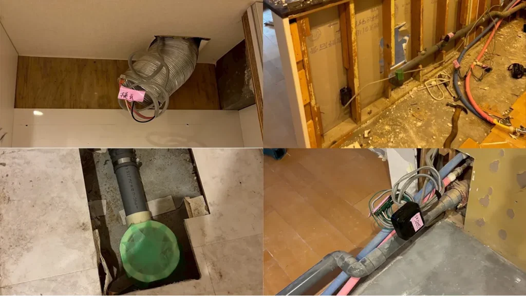 配管などの場所確認、設置